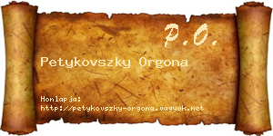 Petykovszky Orgona névjegykártya